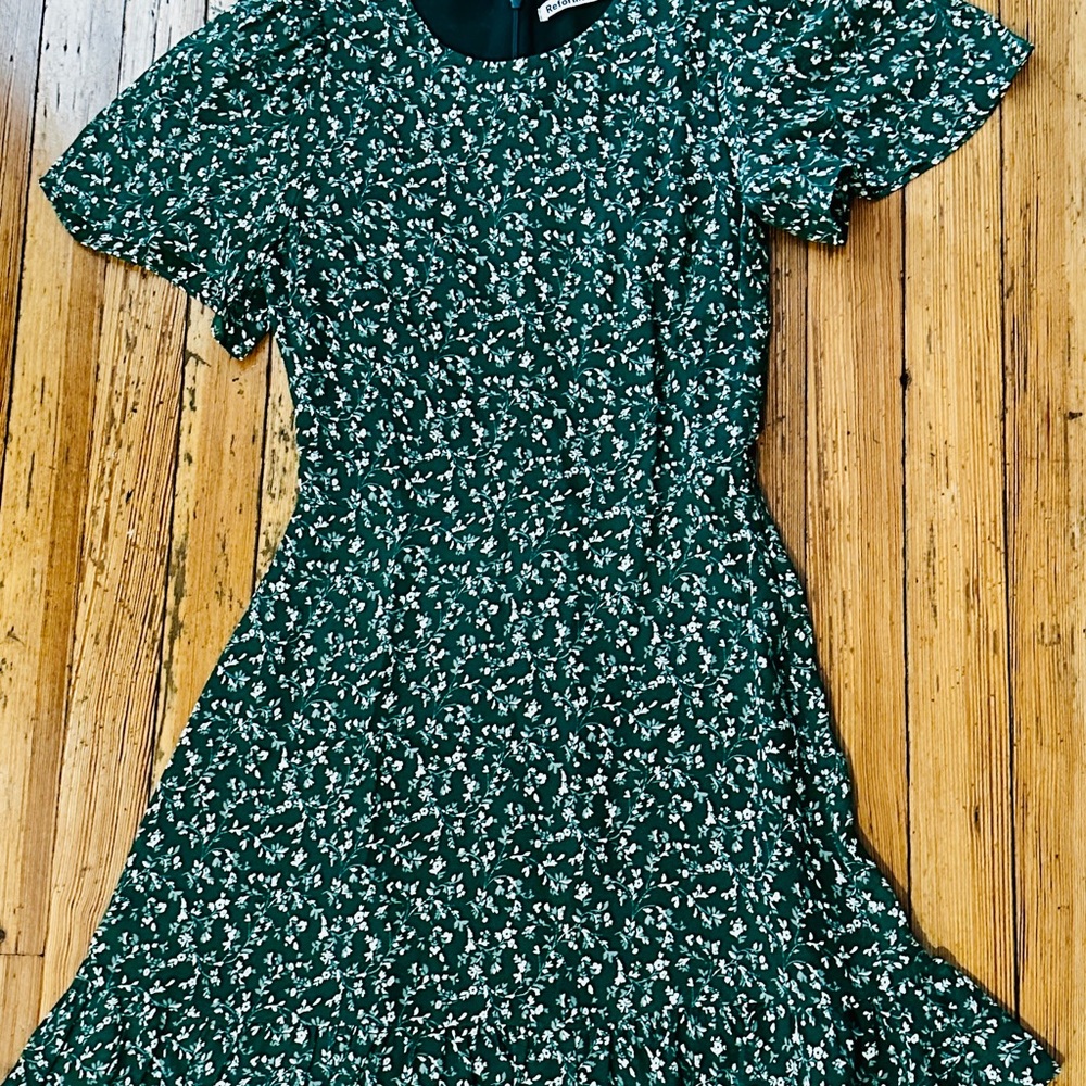 Reformation Floral Green Dress size 4